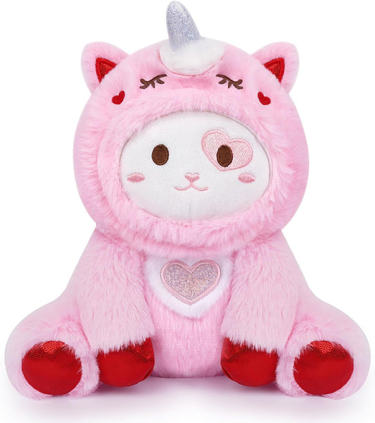 Valentines Stuffed Animal - Cat Valentines Day Plush,Cute Pink Cat Stuffed Animal,Valentine Day Party Favors Decor,Valentine Gifts for Kids Girlfriends Boyfriends