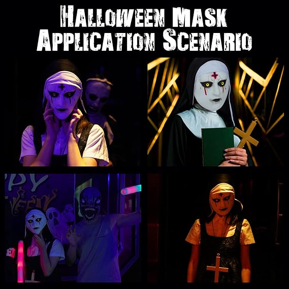 Halloween Nun Mask,Realistic Nun Mask with Full Head,Latex Mask Halloween Party Props