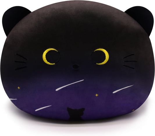 Black Cat Plush Pillows Toy, Kawaii Black Cat Stuffed Animals for Kids Birthday Christmas
