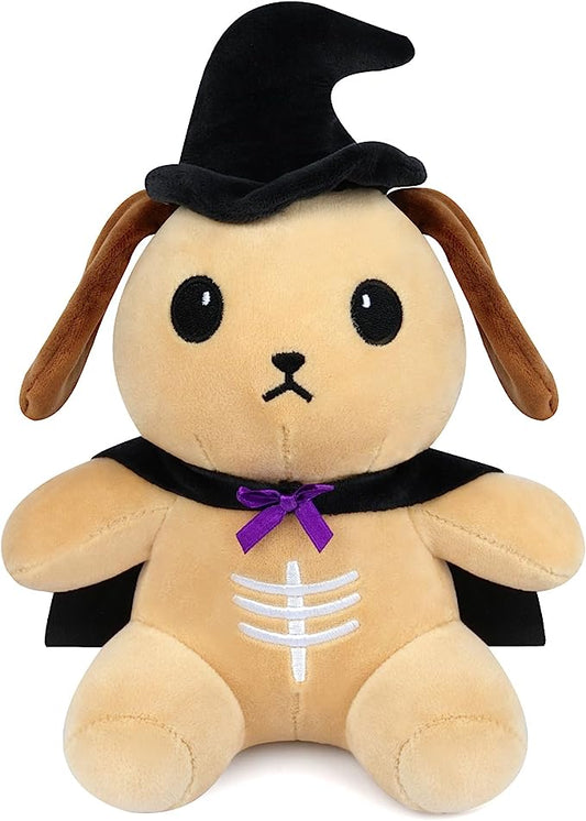 Peluche de perro de Halloween de 8 pulgadas, capa de juguete de peluche para cachorros, linda muñeca de peluche con sombrero de bruja, regalos de decoración de Halloween para niños y niñas
