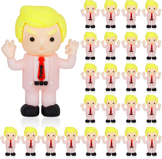 25Pcs DonaldTrump 2024 Toy Figure, TrumpPresidential PVC Mini Rubber Statue Little TrumFigurine, Novelty Gag Christmas Birthday Gift for TrumpFans, TrumpGift Car Desk Topper Decorations