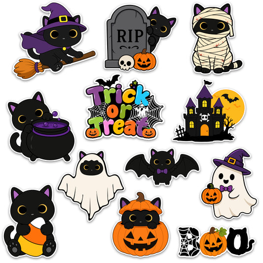 12 Pcs Reflective Halloween Magnets Stickers, Garage Door Magnets|Magnetic Halloween Car Decorations, Trunk or Treat Halloween Decor for Fridge Door, Halloween Party Favors