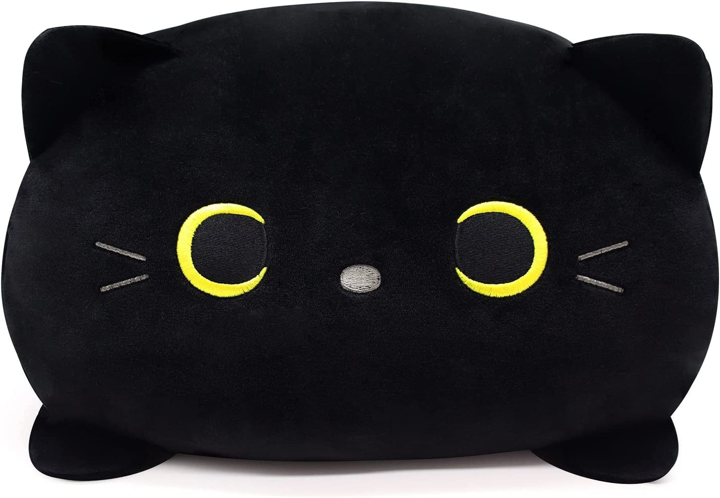 Black Cat Stuffed Animal Plush, 3D Black Cat Plush Black Cat Pillow, Cute Cat Plush Doll Black Cat Pillow Plush Toys Cat Shape Design Sofa Pillow Cushion Decoration Doll