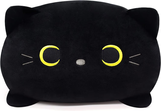 Black Cat Stuffed Animal Plush, 3D Black Cat Plush Black Cat Pillow, Cute Cat Plush Doll Black Cat Pillow Plush Toys Cat Shape Design Sofa Pillow Cushion Decoration Doll