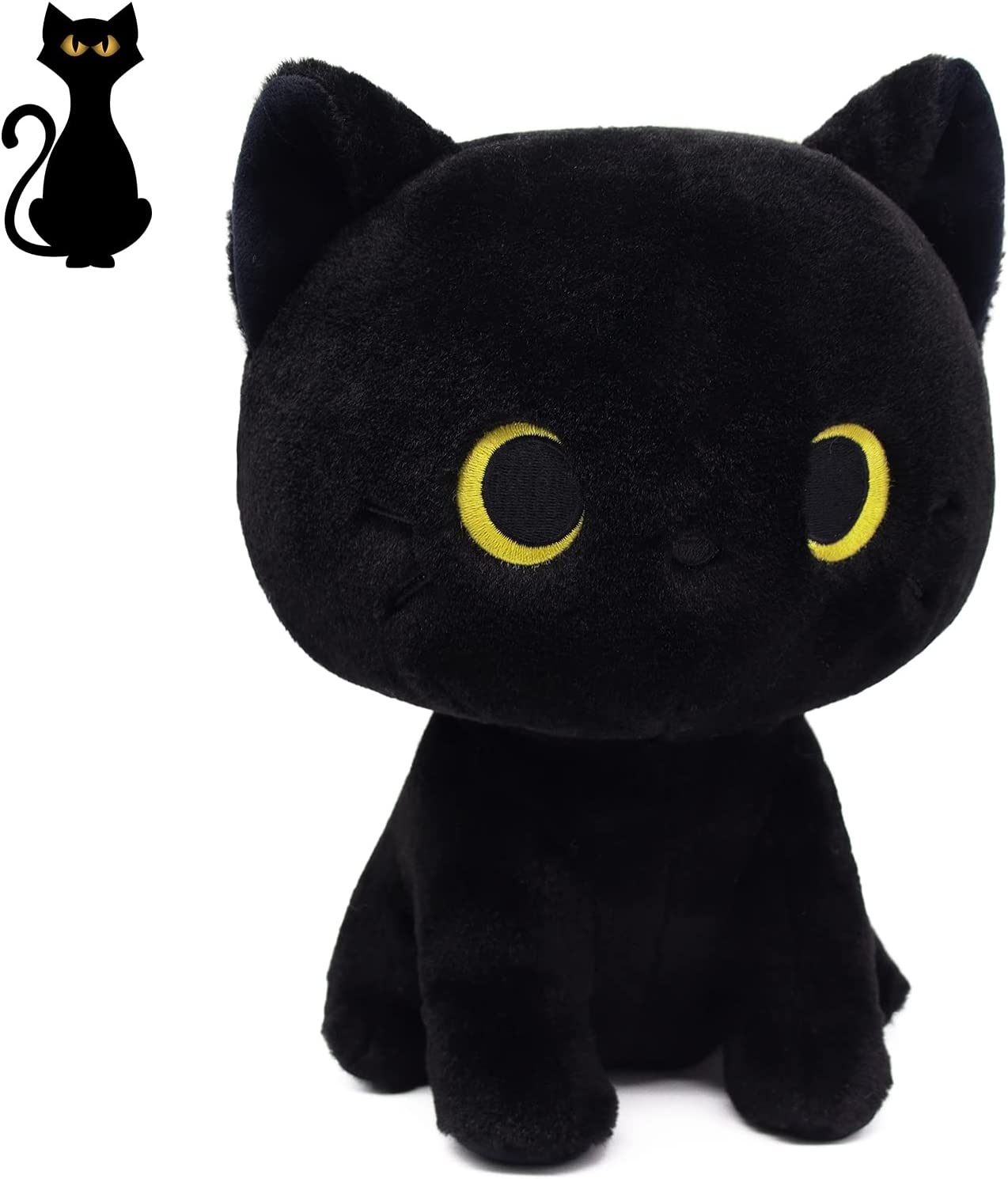 Black Cat Plush Toy - Black Cat Stuffed Animal - Soft Cat Stuffed Plush Doll - Kawaii Plush Cat Pillow Kawaii Stuffed Cat Plush Toy for Kids Girls Boys Birthday