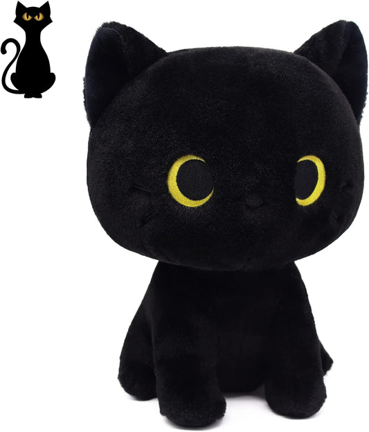 Black Cat Plush Toy - Black Cat Stuffed Animal - Soft Cat Stuffed Plush Doll - Kawaii Plush Cat Pillow Kawaii Stuffed Cat Plush Toy for Kids Girls Boys Birthday