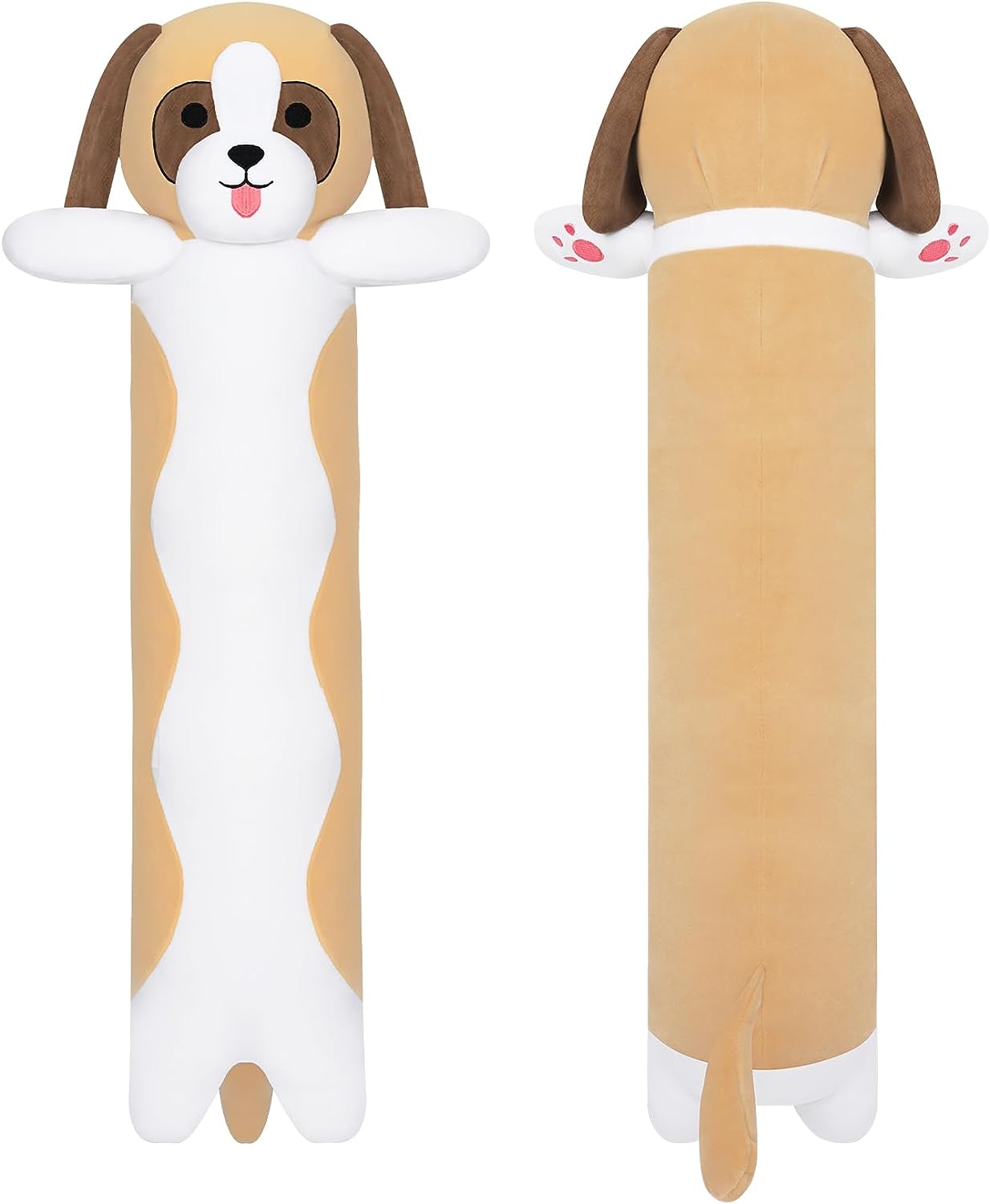 Long Dog Pillow, Long Dog Stuffed Animal Body Pillow, 22” Soft St Bernard Dog Plush Sleeping Throw Pillow, Cute Cartoon Stuffed Dog Toys, Kawaii Dog Plush Pillow Gifts for Kids Girlfriends
