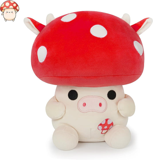 Mushroom Plush Mushroom Cow Plush Pillow - 12" Cute Mushroom Stuffed Animal - Squishy Mushroom Cow Plushie for Kids - Home Decor Brithday Gift for Girls Boys