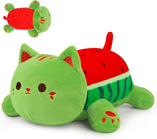 Cat Stuffed Animals,8in Watermelon Cat Plush,Cute Cat Plushies Doll Toy,Watermelon Stuffed Cat Plush,Stuffed Cat Gift for Christmas,Birthday,Halloween