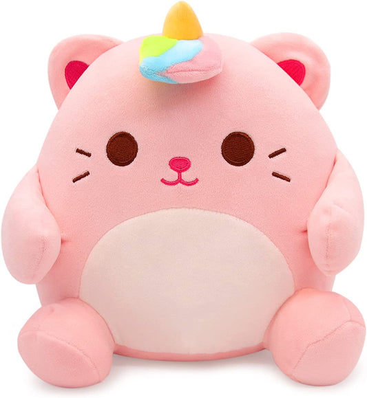 Cat Plush Toy Cat Stuffed Animals, Cute Pink Cat Plushies for Girls, Kawaii Soft Cat Plush Pillow Stuffed Cat Plush Toys for Kids Birthday Christmas Home Decor