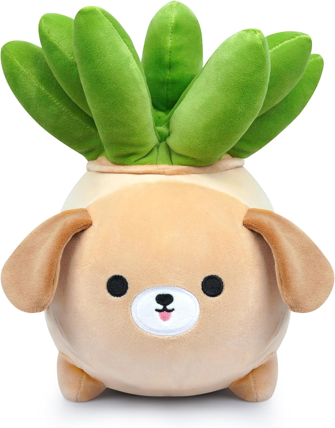 Dog Plush Pillow-10Inch Labrador Dog Stuffed Animal Toys, Soft Dog Plushie with Succulent Plant, Kawaii Stuffed Dog Plushies Doll for Kids,Girlfrend,Boyfriend