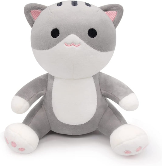 Cat Plushie Cat Stuffed Animal Toy for Kids, Soft Cat Plushie Pillow Cute Stuffed Animal Cat Plush Kawaii Home Decoration Doll Gifts for Girls Boys (Grey)