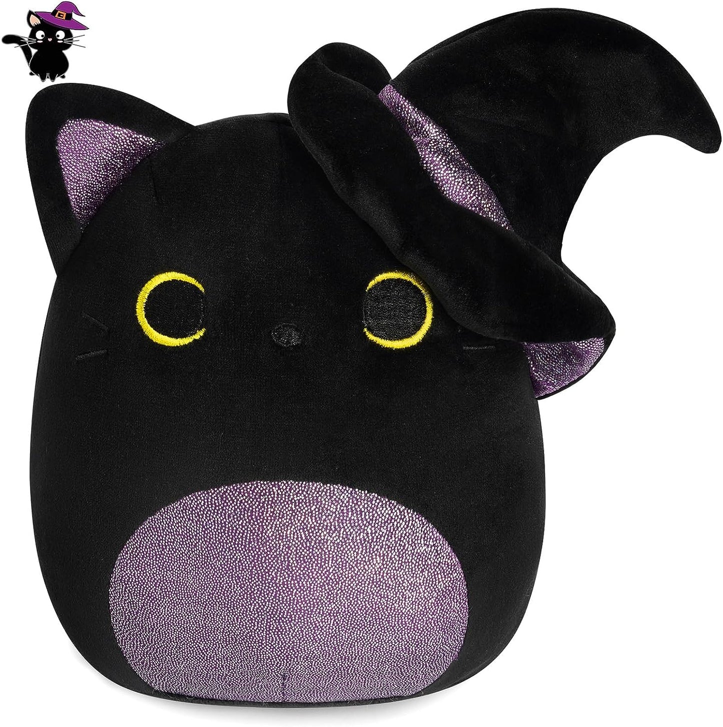 Black Cat Plush, 8IN Halloween Stuffed Animals Cat Doll, Kawaii Black Cat Plushie, Halloween Cat Plush Toy for Kids Boys Girls,Gift for Halloween