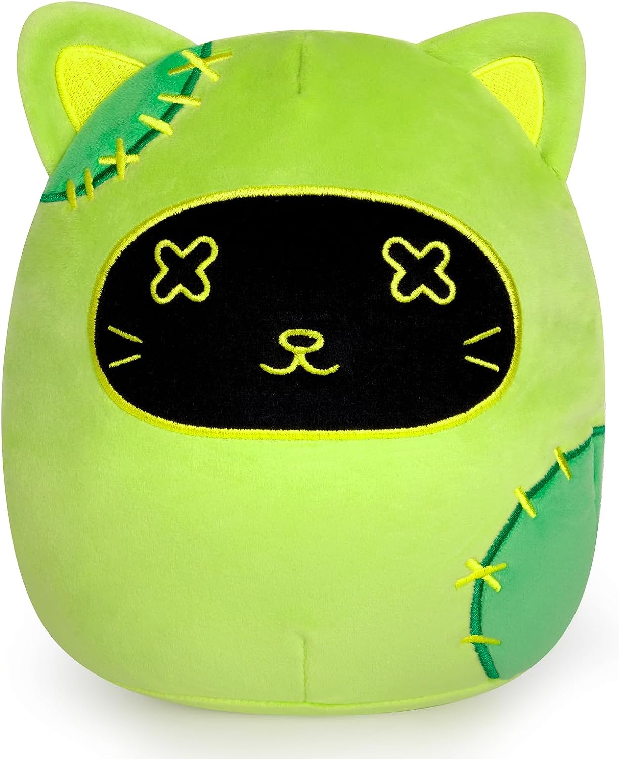Green Cat Plush, Halloween Cat Plush Doll, Halloween Stuffed Animal Cat Plushie, Kawaii Halloween Plush, Halloween Cat Plush Pillow for Boys Girls
