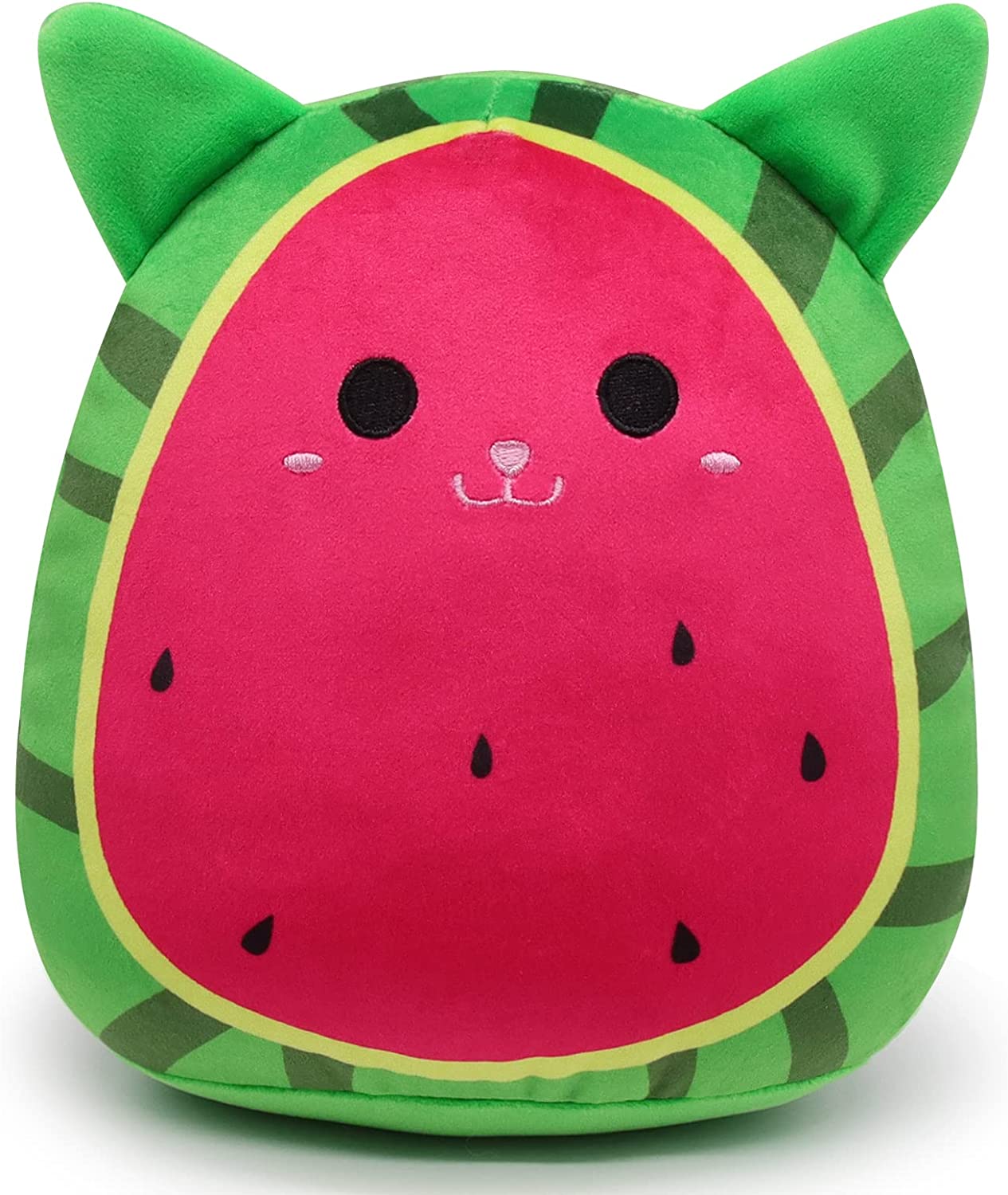 Watermelon Cat Stuffed Animal Toys for Kids，Cat Plush Pillow Toy Plush Pillows Squishy Watermelon Cat Plushies - Fun Fruit Pillow and Toy Cat for Kids - Hugging Plush Gifts for Kids Girlfrien
