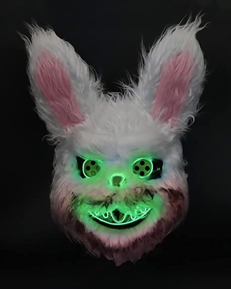 Halloween Scary Mask Rabbit Bunny Mask, Bloody Plush Animal Head Mask, Spooky Mask Halloween Cosplay Costume Props