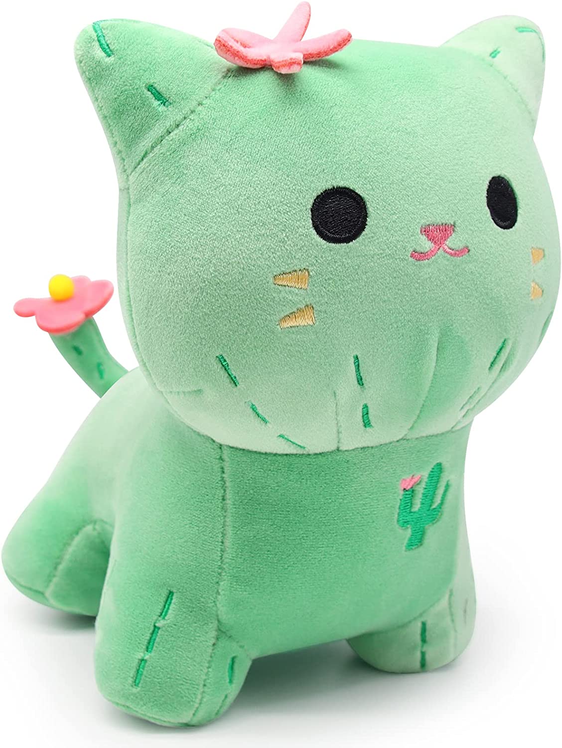 Cat Stuffed Animal Cat Plush Pillow, Cute Cat Plush Pillow Doll, Kawaii Cacti Flower Cat Plushies, Green Cat Plush Toys Home Decor, Soft Plush Cat Toys Gifts for Kids Boys Girls