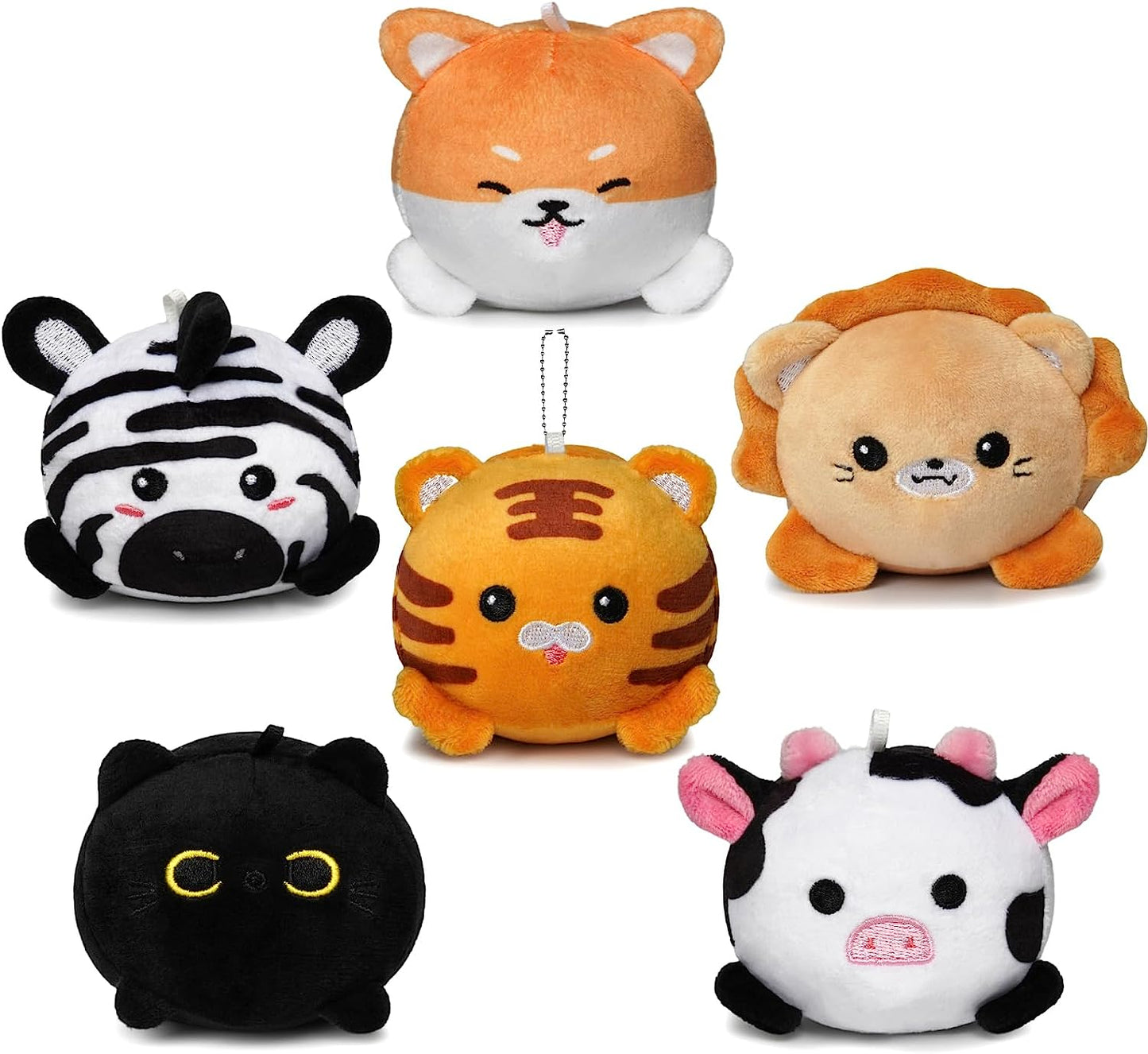 Juego de 6 juguetes de peluche de animales, peluche pequeño, llavero de peluche a granel, llaveros de felpa para mochila, máquina de garras, regalos de fiesta, bolsas de regalo, mini animales de peluche