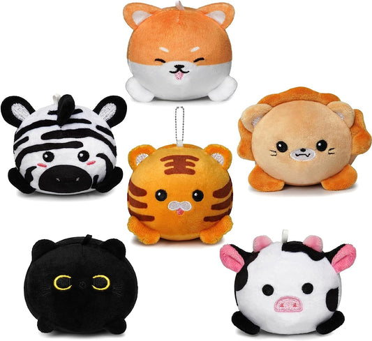 Juego de 6 juguetes de peluche de animales, peluche pequeño, llavero de peluche a granel, llaveros de felpa para mochila, máquina de garras, regalos de fiesta, bolsas de regalo, mini animales de peluche