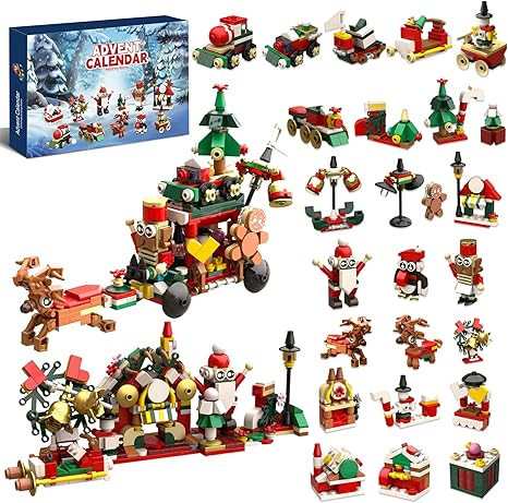 Advent Calendar 2024 - Building Blocks Advent Calendar Christmas Set,Christmas Countdown Calendar Blocks, Surprise 24 Days Blocks Kits Toy Christmas Gifts for Kid Boys Girls Adult