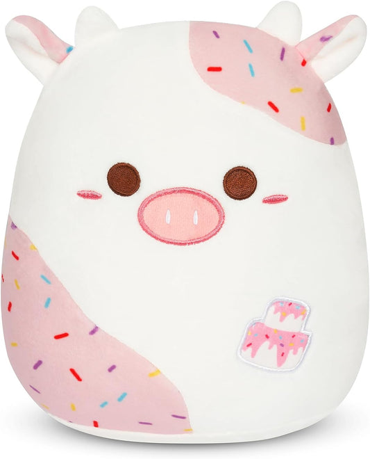de peluche de vaca rosa de Navidad, lindo peluche de Navidad suave de vaca rosa para niños y niñas, decoración de Navidad