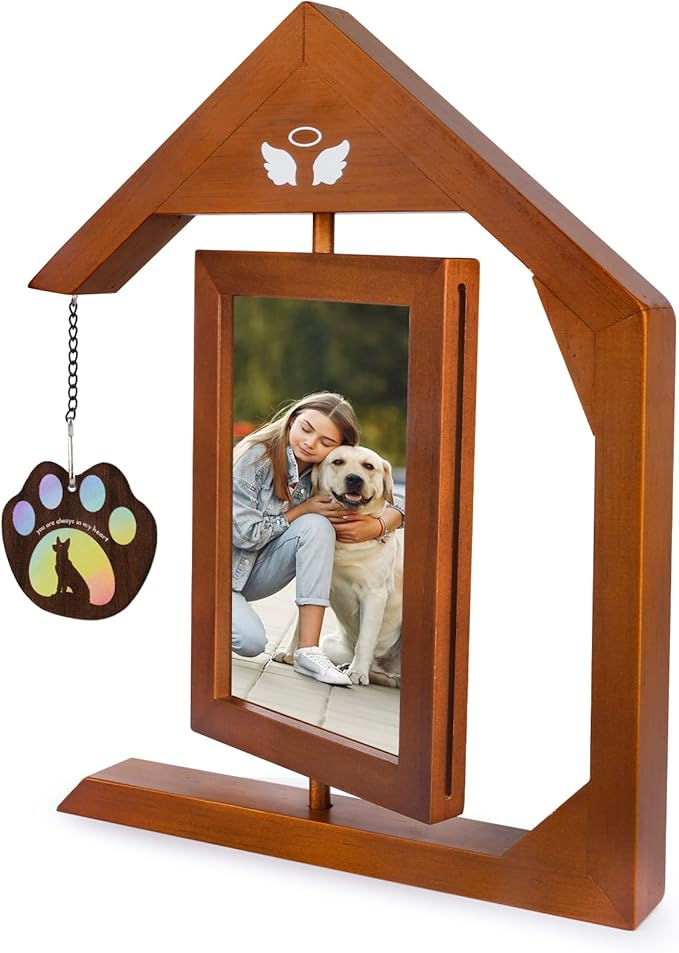 Dog Memorial Picture Frame, Pet Memorial Gifts for Loss of Dog, Loss of Dog Sympathy Gift Remembrance Gift, Wooden Picture Frame 4×6 - you always in my heart