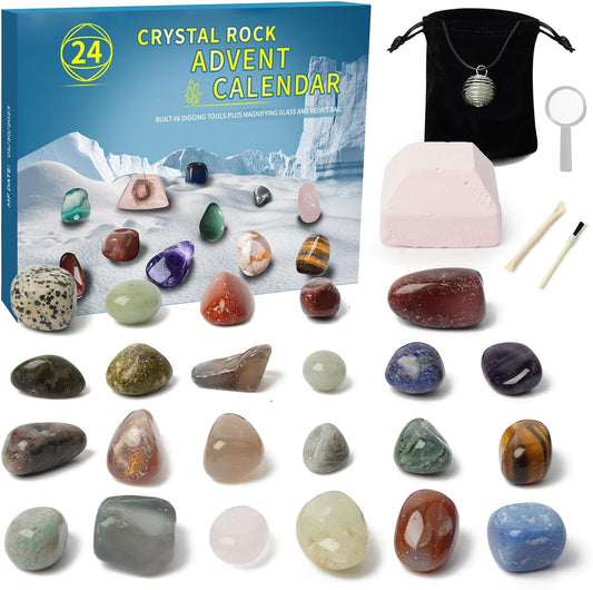 2023 Gemstone Advent Calendar, Advent Calendars with Crystals, Advent Calendar for Kids with 24 Gemstones, Minerals & Fossils for Kids, Complete Gem & Fossil Collection Christmas Countdown Calendar