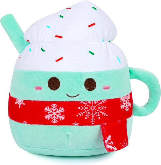 Cute Blue Cream Cup Plush Toy, Christmas Plush Soft Stuffed Animals Blue Cup Plushie Pillow, 8in Cup Shape Stuff Doll Home Decor, for Kids Kawaii Christmas Decoration