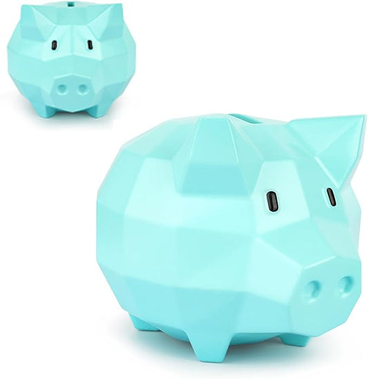 Piggy Bank for Kids, Unbreakable Plastic Piggy Bank Boys Cute Coin Bank Practical Gifts for Birthday Christmas Easter Home Decoration, Piggy Bank for Boys, Girls (Blue)
