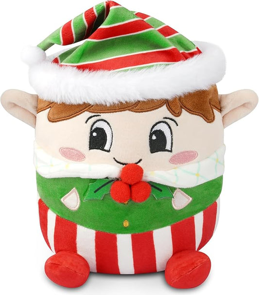 Christmas Plush Pillow, 8 Inch Soft Christmas Elf Plush Stuffed Animal Toy, Cuddly Christmas Stuffed Plush Christmas Birthday Party Favor Gift for Boys Girls Office Home Decoration