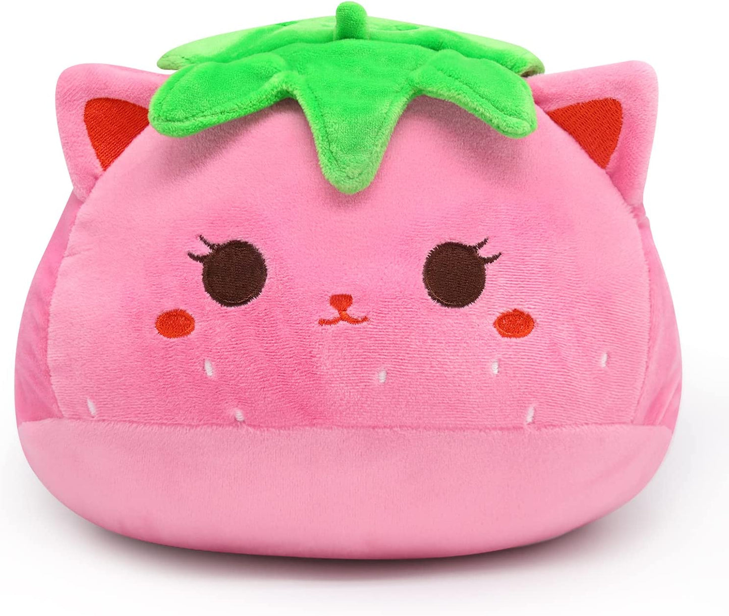 Strawberry Cat Plush - 8 Inch Kawaii Strawberry Cat Pillow, Cute Strawberry Cat Stuffed Animal Plush, Cat Plush Toy Birthday, Party Gift for Kids, Girlfriend and Sisters