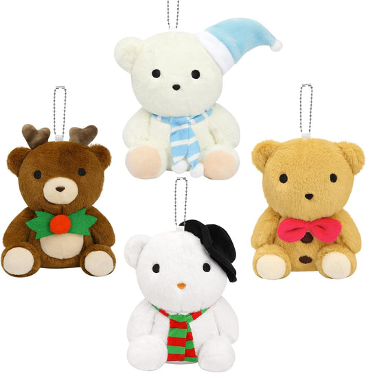 4 llaveros de oso de peluche, lindos animales de peluche, suaves llaveros de peluche a granel para mochila, Halloween para niños