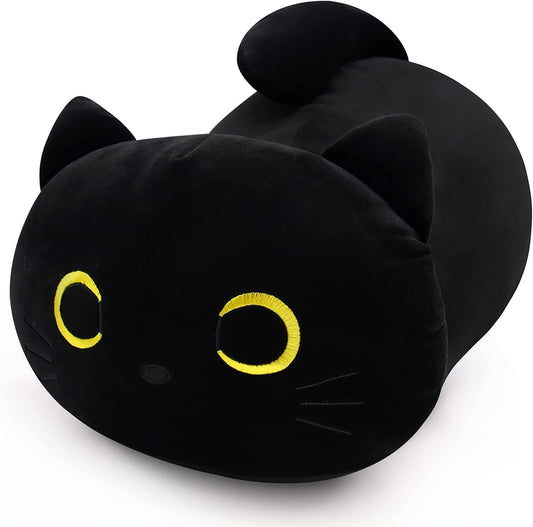 Black Cat Plush, Weighted Black Cat Stuffed Animal Toy, 18.5" Black Cat Plush Pillow Doll, 2.4 Pounds Soft Black Cat Plushies, Plush Cat Doll Toy for Boys Girls Kids