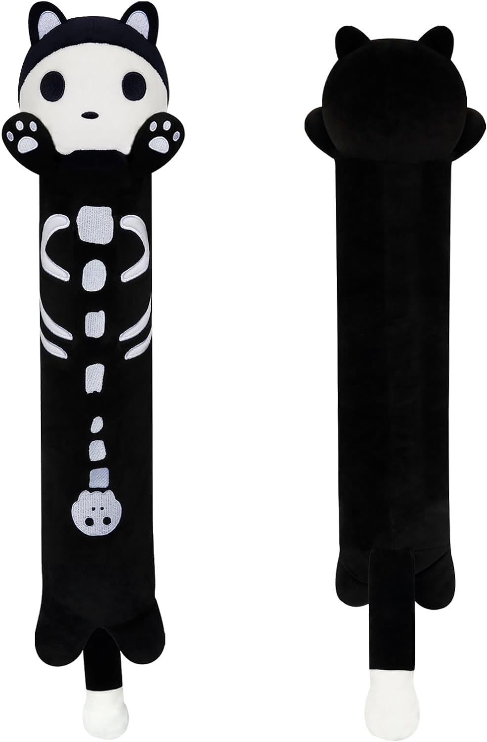 Long Cat Plush Long Plush Body Pillow, Cute Skull Cat Stuffed Animals Soft Long Cat Plushies, Kawaii Cartoon Black Cat Plush Throw Pillow Stuffed Cat Toys Decorations