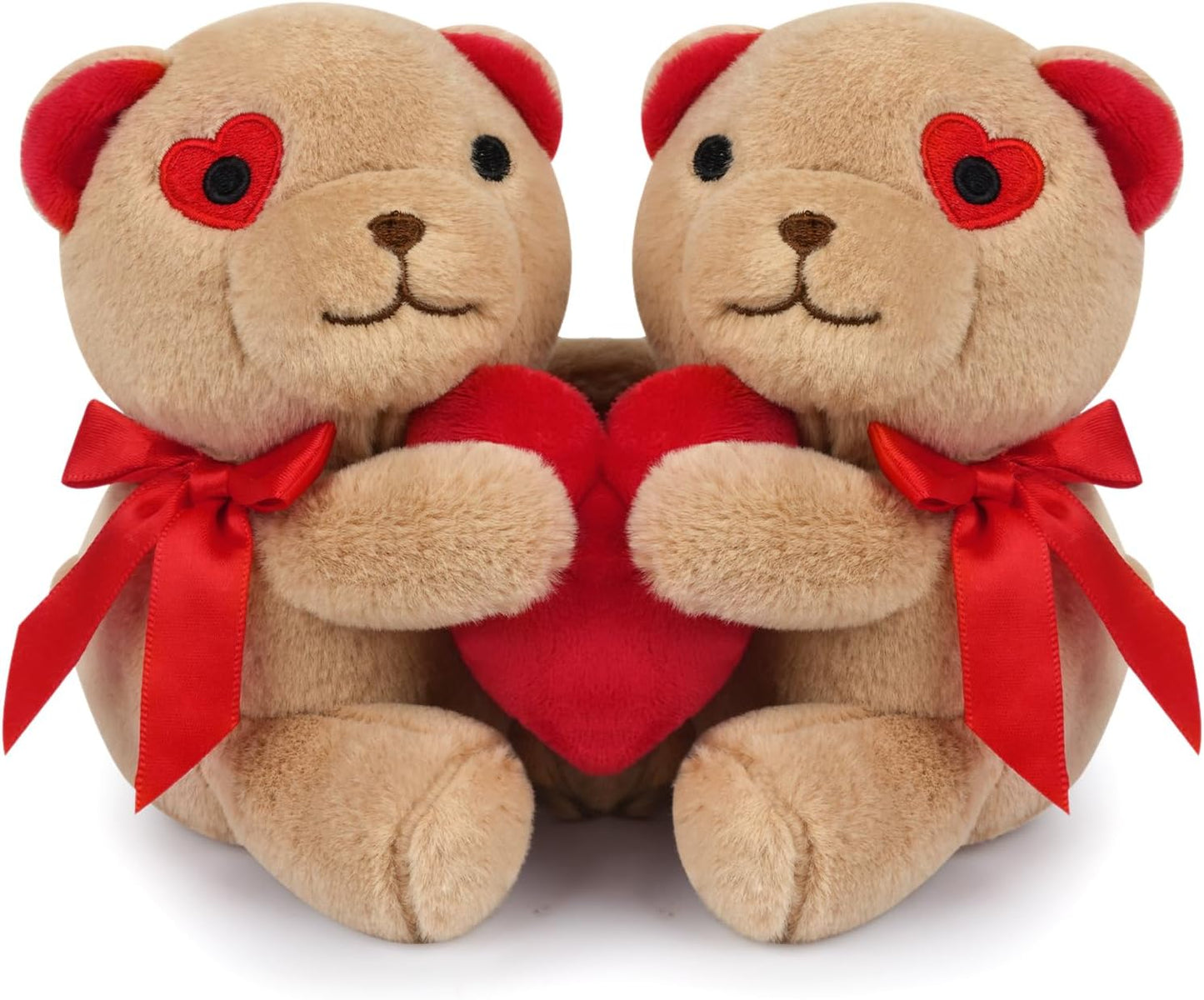 Cute Teddy Bear Stuffed Animals with Red Heart, Couple of Teddy Bear Plush Toy, Kawaii Home Decoration Plush Gift for Kids
