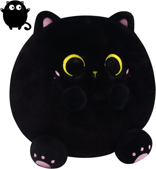 Black Cat Plush Pillows Toy, Kawaii Black Cat Stuffed Animals Cat Plushie, Cute Soft Plush Cat Stuffed Cat Toys for Kids Birthday Christmas