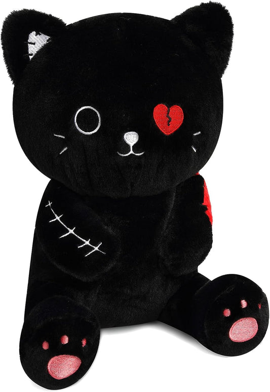Black Cat Plush, Kawaii Black Cat Plushies,Cute Black Cat Stuffed Animals,Halloween Black Cat Plushie Doll,Super Soft Black Stuffed Cat Plush Doll Toys for Boys Girls