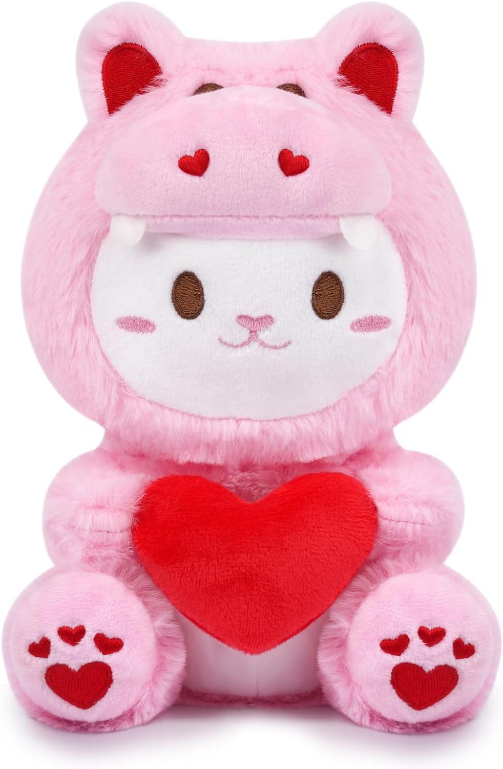 Peluche de peluche para el día de San Valentín, peluche de gato hipopótamo Kawaii, lindo juguete de peluche para el día de San Valentín, muñeco de peluche suave para el día de San Valentín, regalo para niños y novias para Navidad