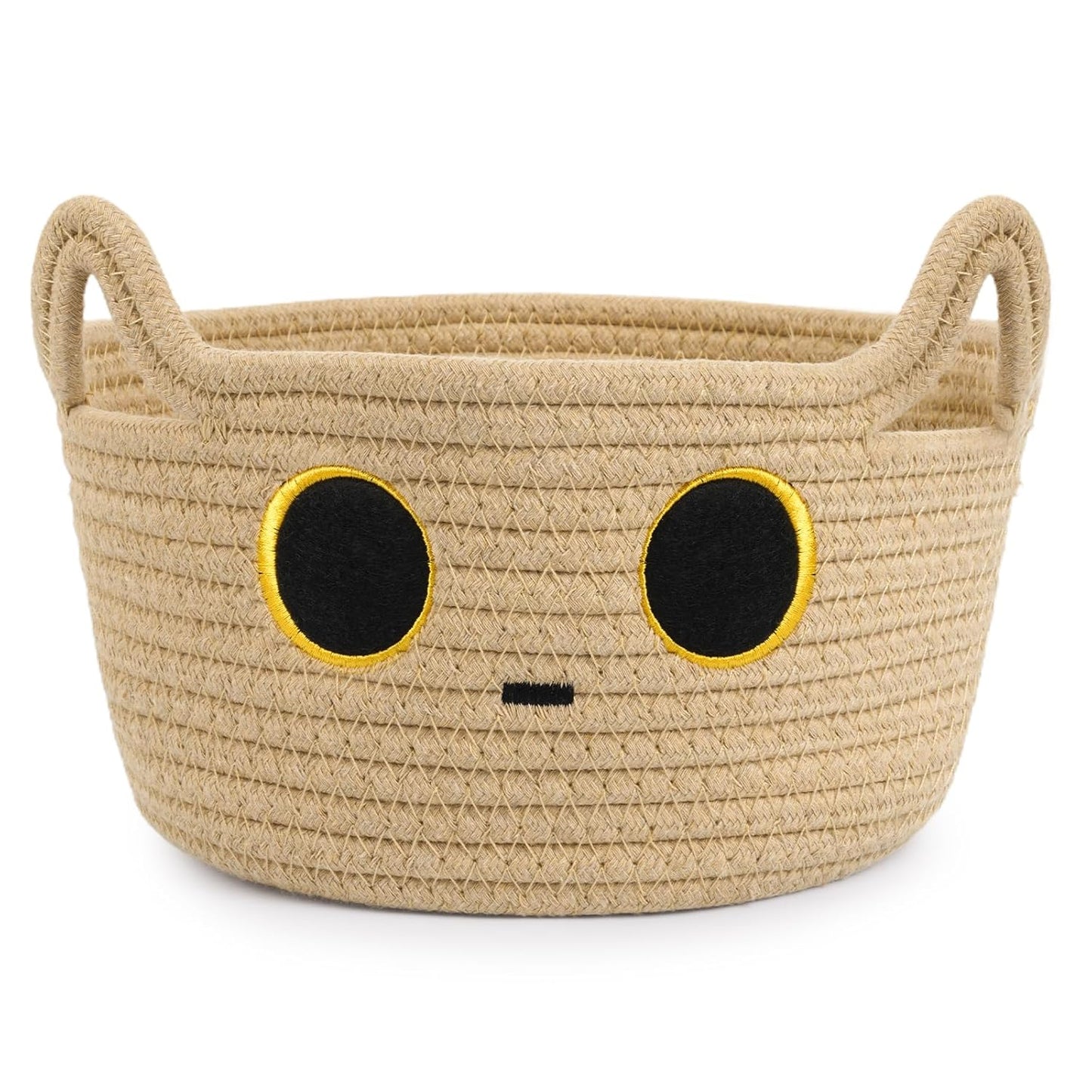 Small Storage Basket, Cute Blanket Basket for Nursery, Cat Basket Cotton Rope Woven Baskets for Kids Toys,Towels Organizating, Basket for Gift Kids Adult, Cat Dog Toys Bin