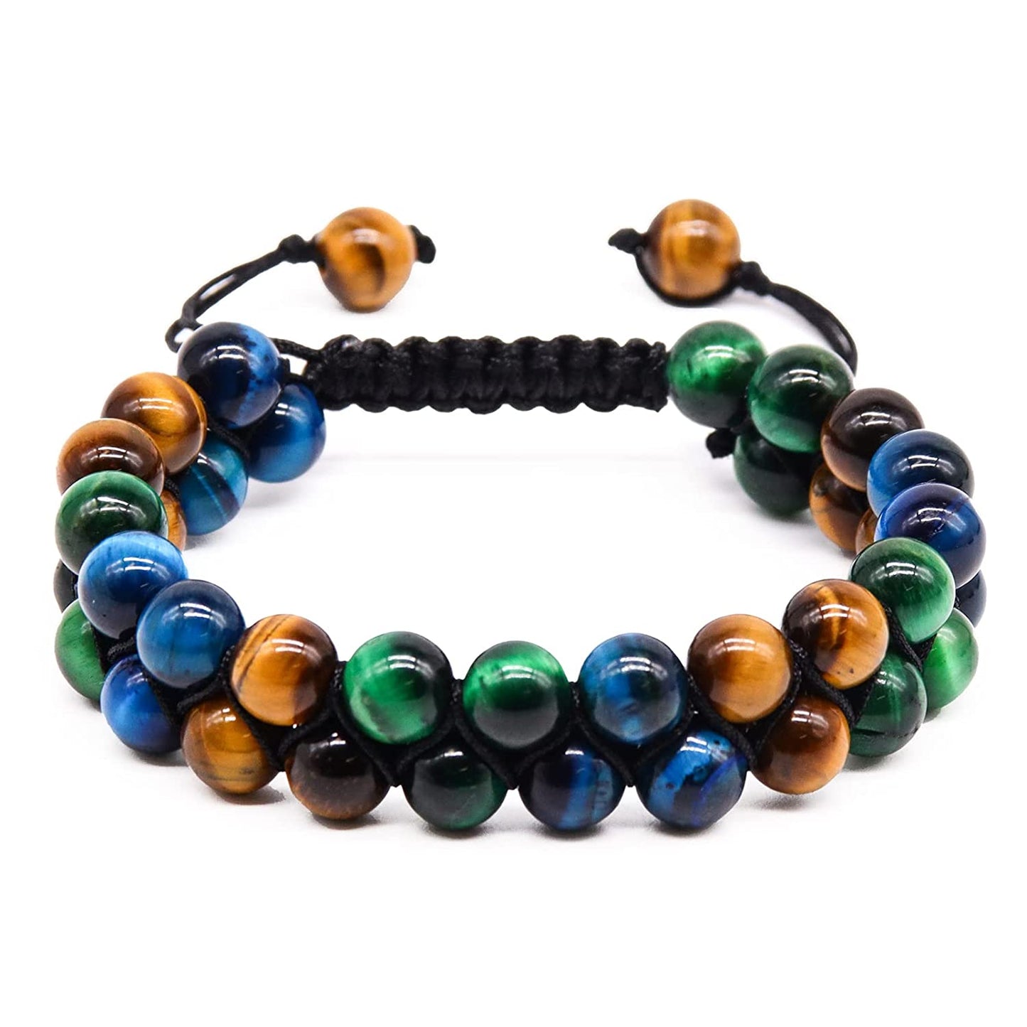Green Tiger Eye Bracelet - Protection Bracelet Crystal Bead Bracelet for Men Women, 8mm Blue Tiger Eye Beads Bracelet Healing Bracelets Good Luck Prosperity Happiness