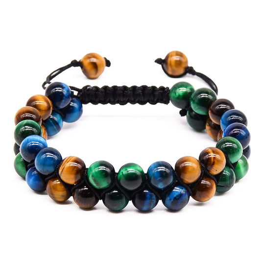 Green Tiger Eye Bracelet - Protection Bracelet Crystal Bead Bracelet for Men Women, 8mm Blue Tiger Eye Beads Bracelet Healing Bracelets Good Luck Prosperity Happiness