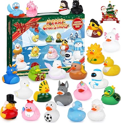 Advent Calendar 2024,Rubber Duck Advent Calendar 2024,24 Days Countdown Calendar,Duck Bath Toys for Toddler Boys Girls,Christmas Xmas Gifts for Kids