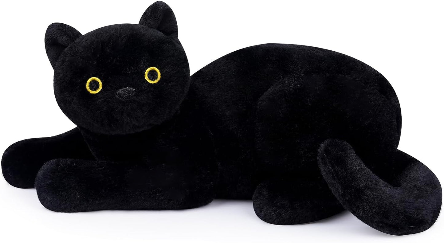 Black cat Stuffed Animal - Cute Black cat Plush Doll - Kawaii Plush cat Stuffed Pillow