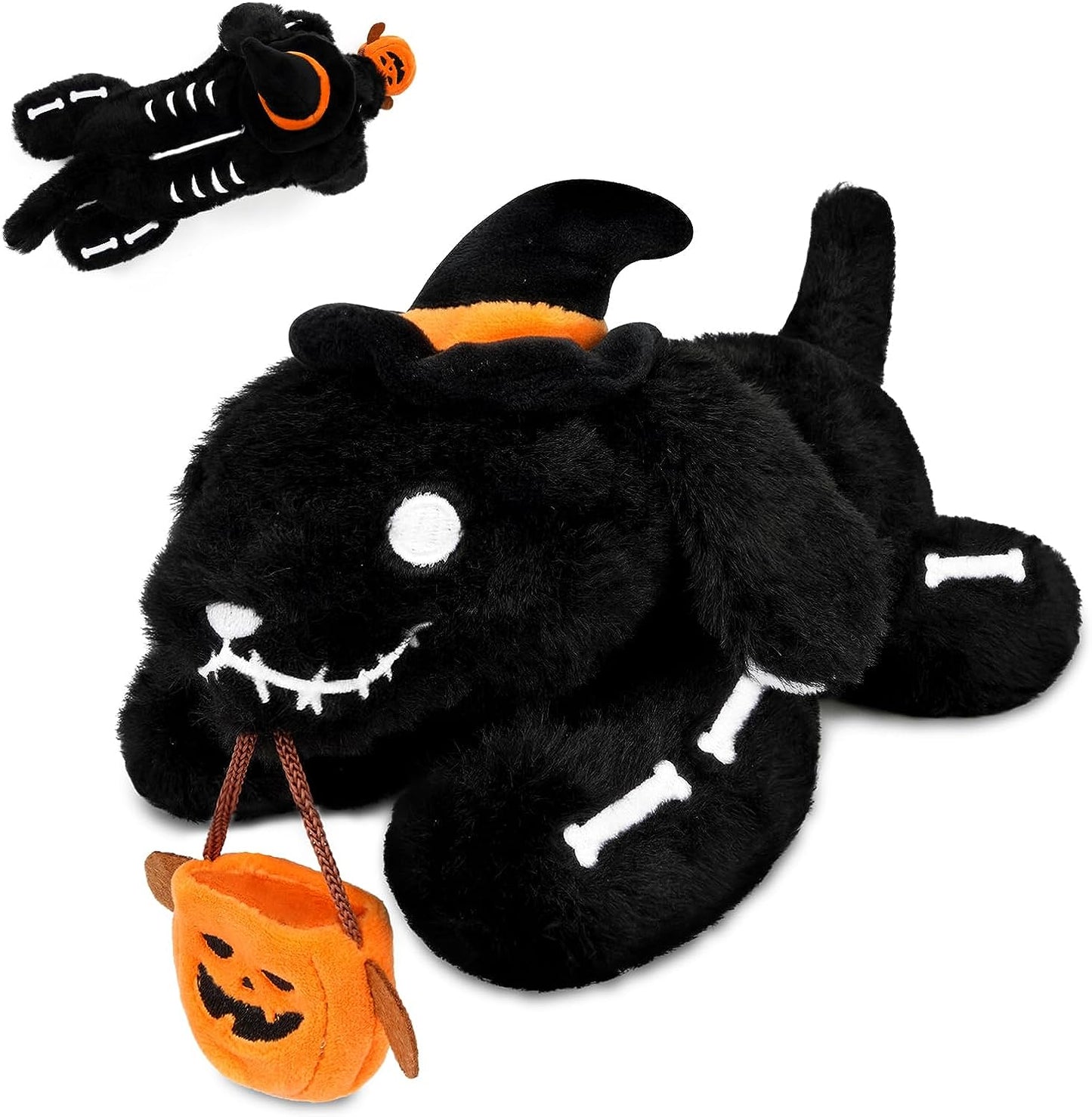 Juguete de peluche de Halloween para perro, lindo esqueleto de perro de peluche, diseño de calabaza kawaii, decoración de Halloween, regalo de felpa suave de Halloween para niños y niñas