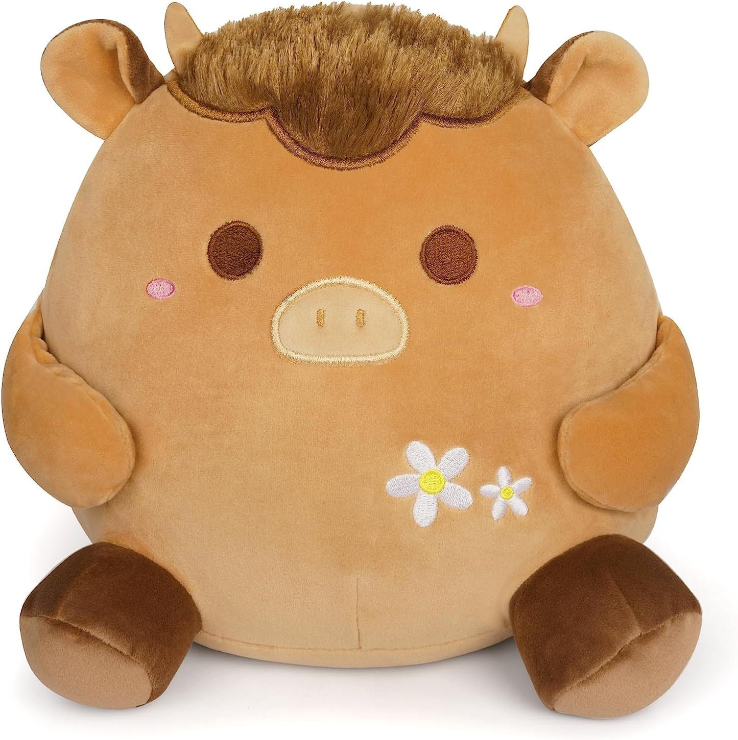 Juguete de peluche de vaca de las tierras altas, lindo juguete de peluche de vaca de las tierras altas de Kawaii, juguete de granja de vaca de las tierras altas de color café de felpa suave, regalo para niños y niñas (café)