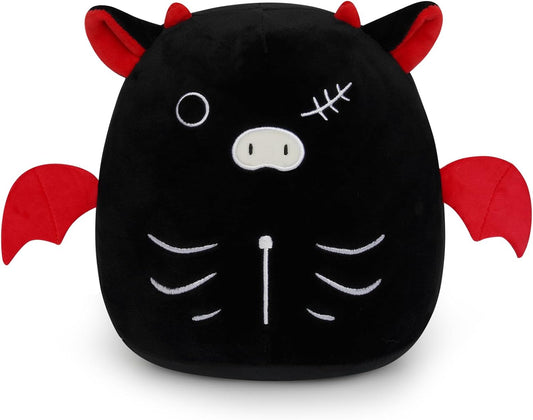 Cow Plushie Halloween Cow Stuffed Animal Toy, 20cm Cute Black Cow Stuff Plush Pillow, Kawaii Home Decor Halloween Bat Plush Doll Gift for Kids Boys Girls