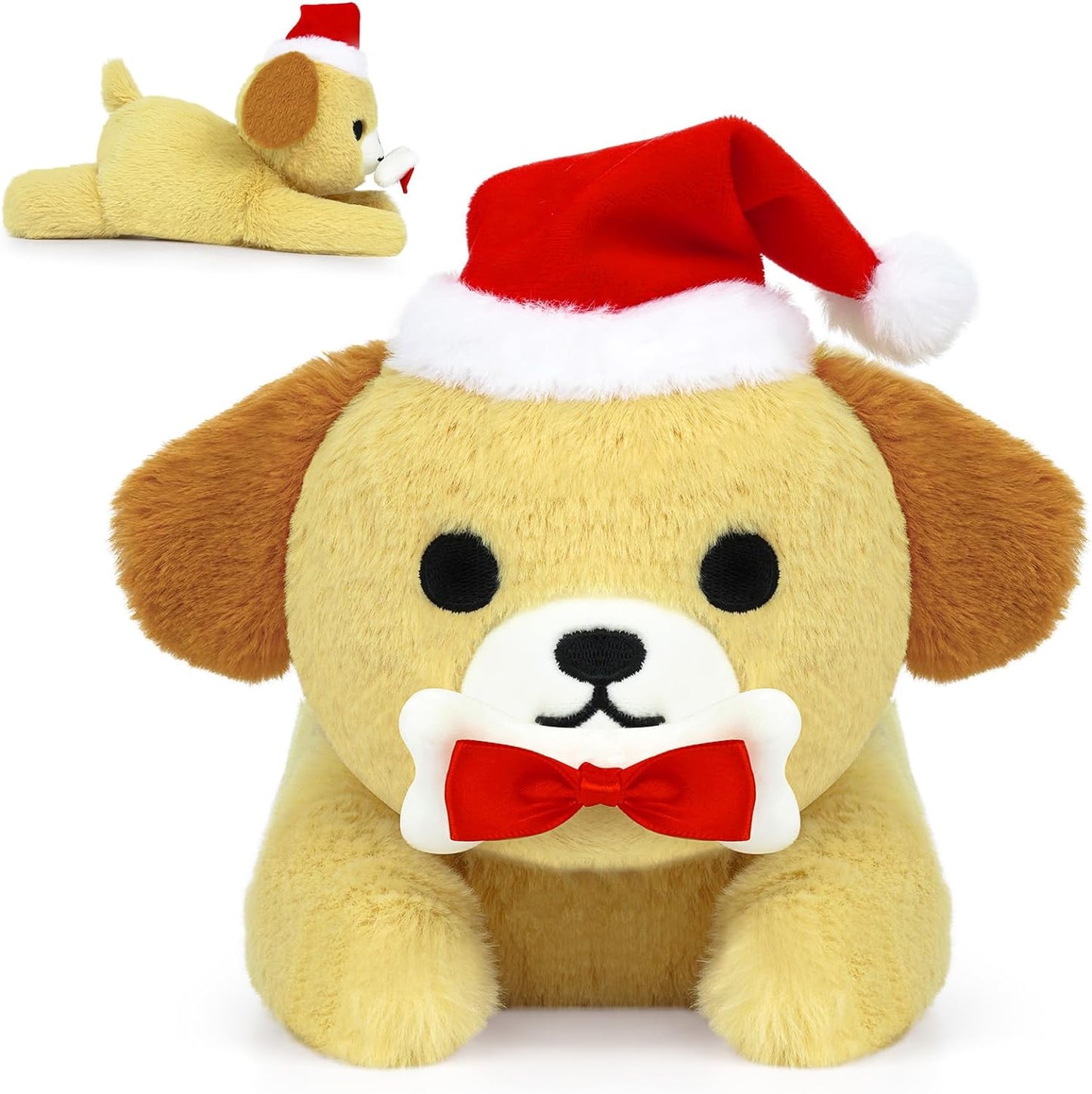 Christmas Dog Plush Dog Stuffed Animal Toy, Soft Puppy Plushie Pillow, Cute Dog Stuffed Doll Toy for Kids Boys Girls Kawaii Christmas Decoration (Beige Dog)