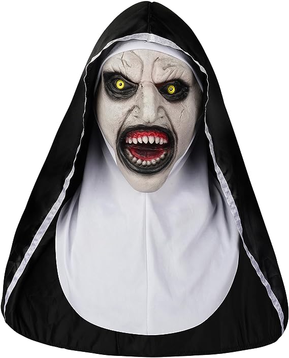 Scary Halloween Nun Mask for Adults - Scary Nun Mask - Cosplay Creepy Halloween Mask for Halloween Party Devil Cosplay Costum Props