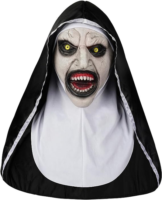 Scary Halloween Nun Mask for Adults - Scary Nun Mask - Cosplay Creepy Halloween Mask for Halloween Party Devil Cosplay Costum Props