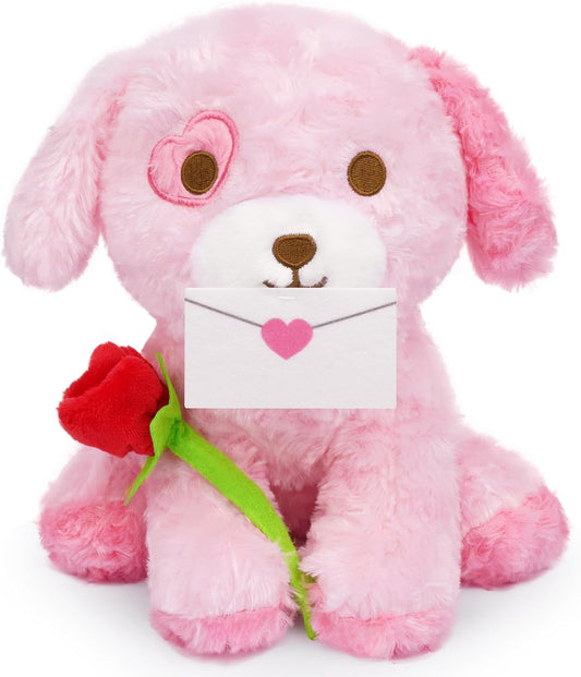 Cute Dog Plush Pillow Valentine's Day Plush Toys, Valentine Dog Stuffed Animal Doll, Valentine's Day Gift for Girlfriends (Love Dog)